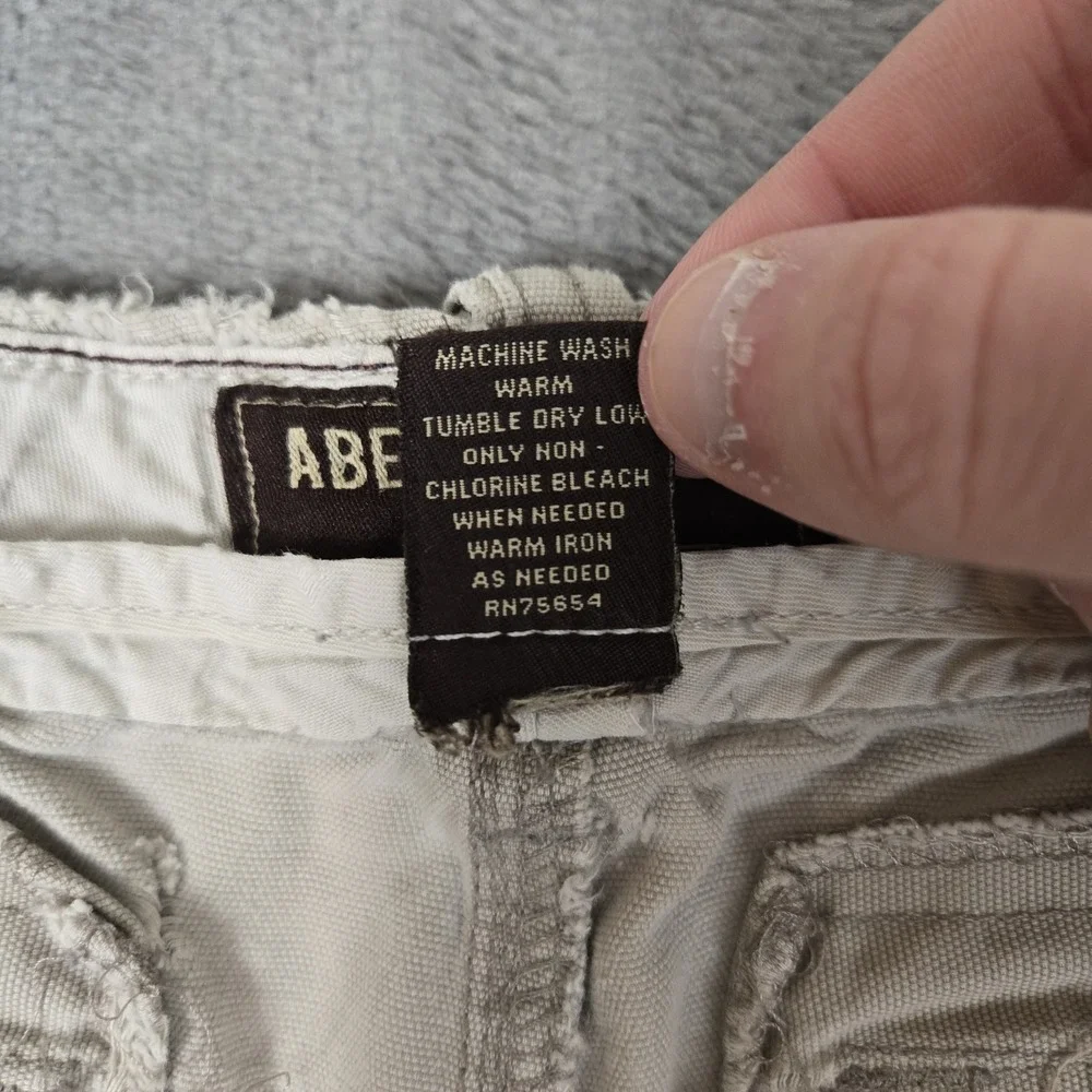 Abercrombie & Fitch Cargo Shorts 34 Beige Vintage Fatigues Military Distressed